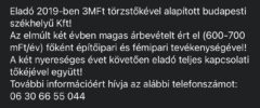 Eladó 2019-ben 3MFt tt-vel alapított budapesti székhelyű Kft